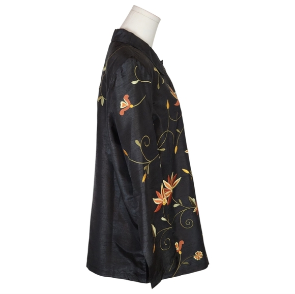 Brownstone Studio Y2K Floral Embroidered Black Button Jacket L - Picture 4 of 7